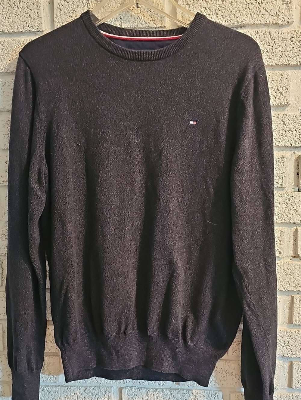 Tommy Hilfiger Men's Charcoal Crewneck Sweater with Logo